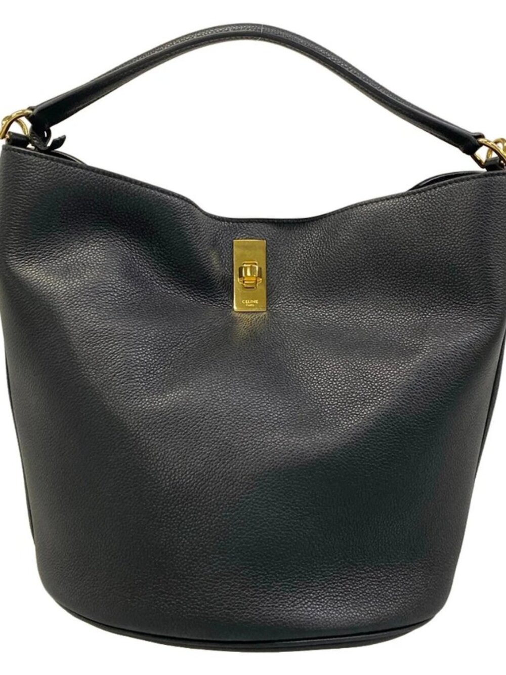 CELINE 16 Bucket Bag Black Supple Grained Calfskin Handbag